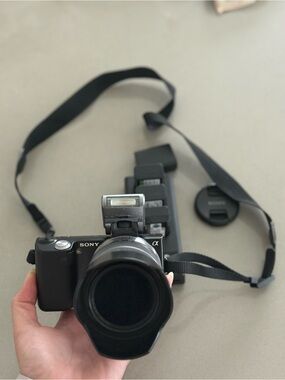 Sony Black NEX-5 Mirrorless Camera with Lens and Strap